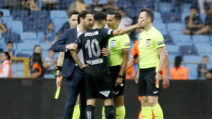 Belhanda ile hakem Erkan Özdamar arasında gerginlik yaşandı
