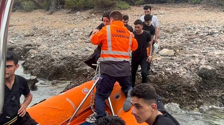 Karaada’da mahsur kalan 9 kaçak göçmen kurtarıldı