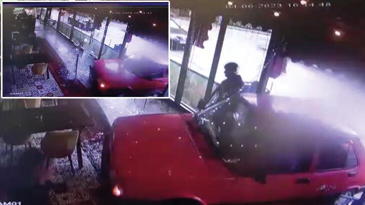 Kontrolden çıkan otomobil restorana girdi